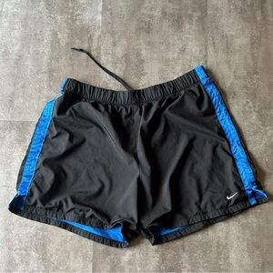 Y2K Nike Small Swoosh Shorts Men’s XL Black Blue
